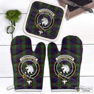 Cunningham Hunting Tartan Combo Oven Mitt & Pot-Holder with Family Crest