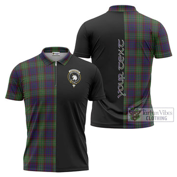 Cunningham Hunting Tartan Zipper Polo Shirt with Family Crest and Half Of Me Style