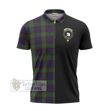 Cunningham Hunting Tartan Zipper Polo Shirt with Family Crest and Half Of Me Style