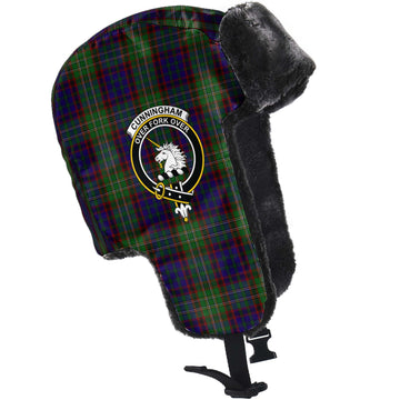 Cunningham Hunting Tartan Winter Trapper Hat with Family Crest