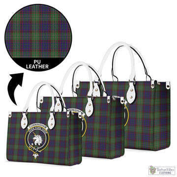 Cunningham Hunting Tartan Luxury Leather Handbags with Family Crest