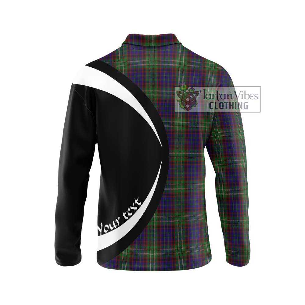 Cunningham Hunting Tartan Long Sleeve Polo Shirt with Family Crest Circle Style - Tartan Vibes Clothing