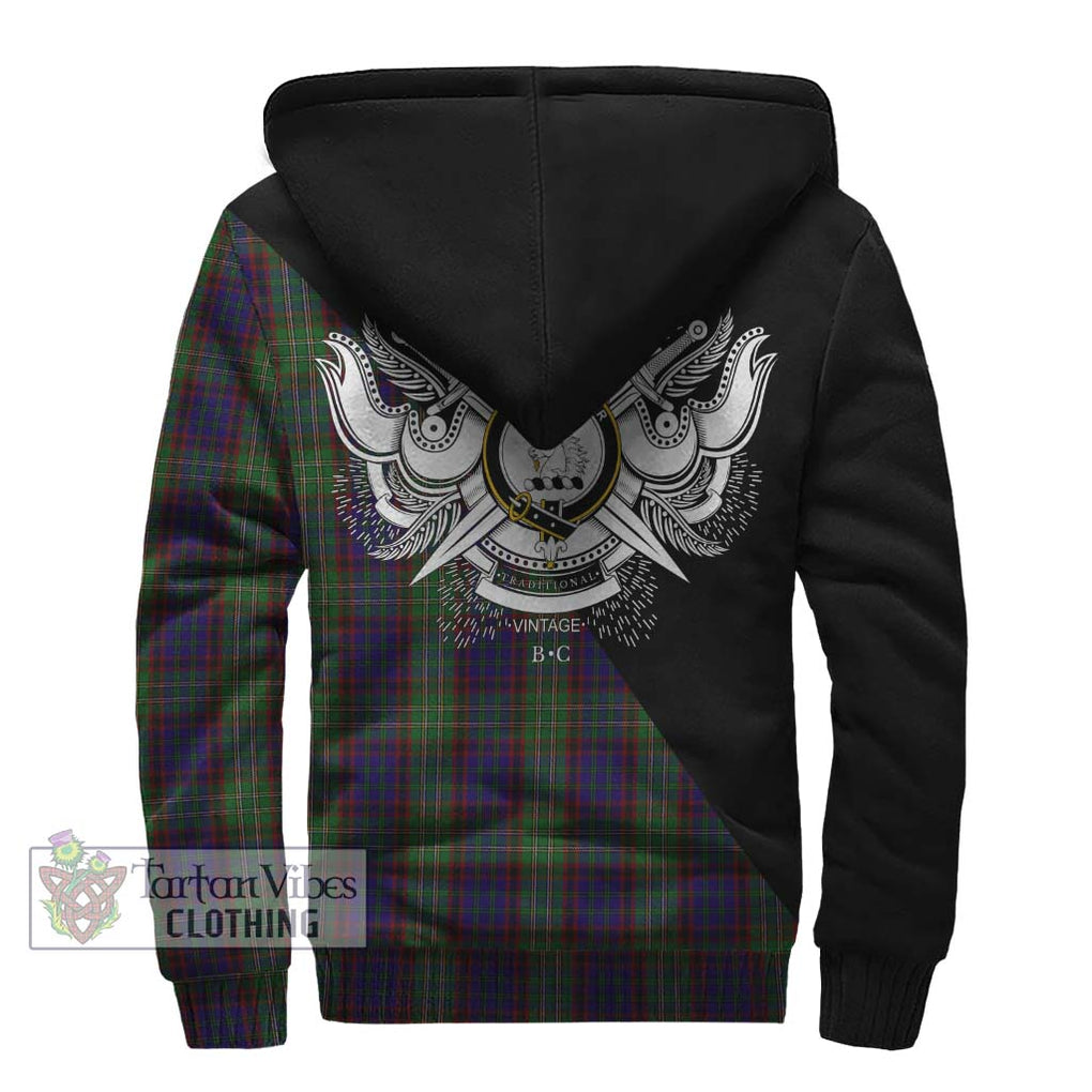 Cunningham Hunting Tartan Sherpa Hoodie with Family Crest and Military Logo Style - Tartanvibesclothing Shop