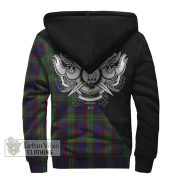 Cunningham Hunting Tartan Sherpa Hoodie with Family Crest and Military Logo Style