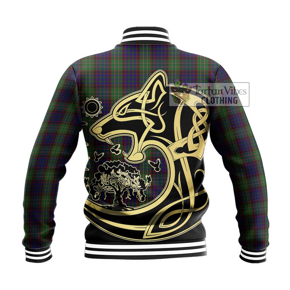 Cunningham Hunting Tartan Baseball Jacket with Family Crest Celtic Wolf Style - Tartan Vibes Clothing