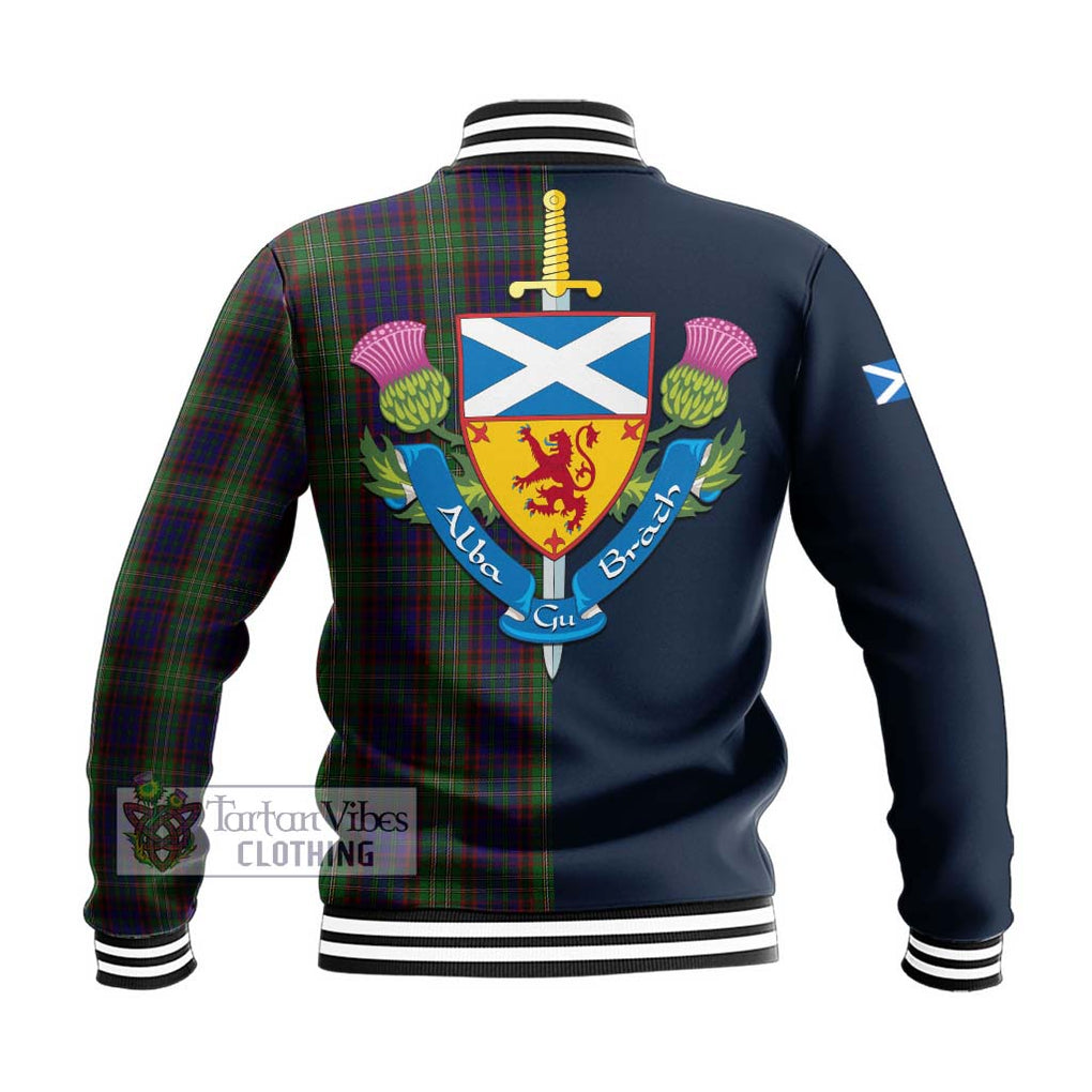 Tartan Vibes Clothing Cunningham Hunting Tartan Baseball Jacket with Scottish Lion Royal Arm Half Style