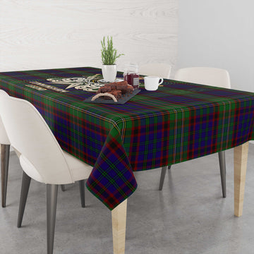 Cunningham Hunting Tartan Tablecloth with Clan Crest and the Golden Sword of Courageous Legacy