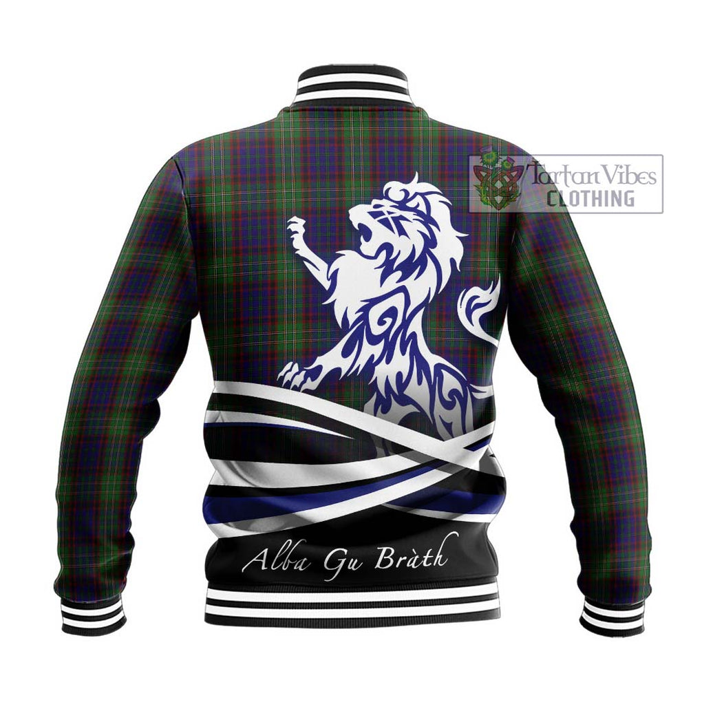 Cunningham Hunting Tartan Baseball Jacket with Alba Gu Brath Regal Lion Emblem - Tartanvibesclothing Shop