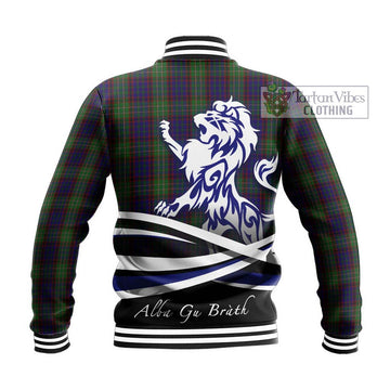 Cunningham Hunting Tartan Baseball Jacket with Alba Gu Brath Regal Lion Emblem