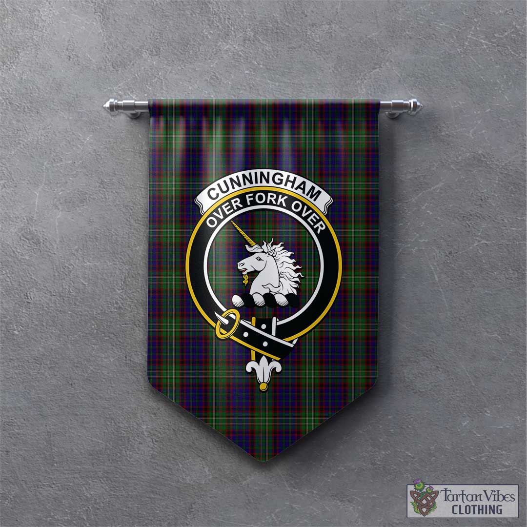 Tartan Vibes Clothing Cunningham Hunting Tartan Gonfalon, Tartan Banner with Family Crest