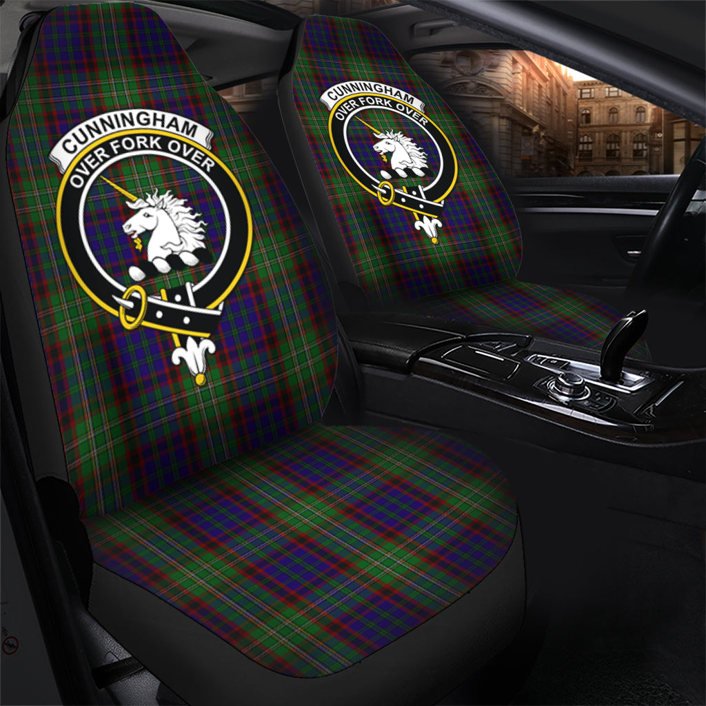 Cunningham Hunting Tartan Car Seat Cover with Family Crest - Tartanvibesclothing