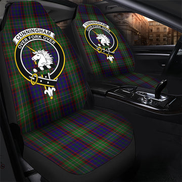 Cunningham Hunting Tartan Car Seat Cover with Family Crest