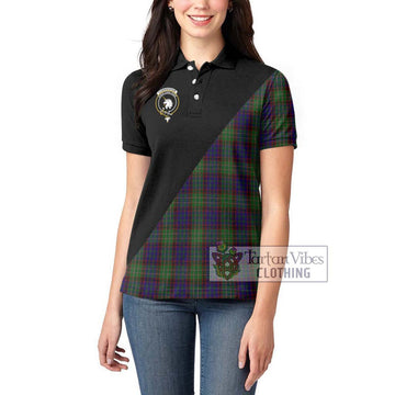 Cunningham Hunting Tartan Women's Polo Shirt with Family Crest and Military Logo Style