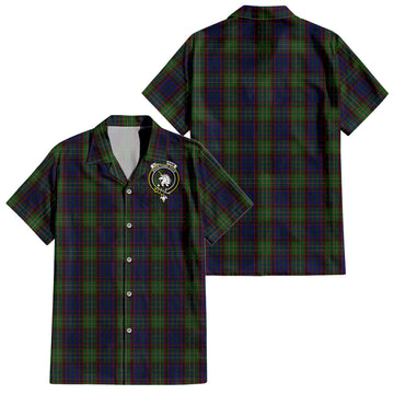 Cunningham Hunting Tartan Short Sleeve Button Down Shirt with Family Crest