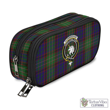 Cunningham Hunting Tartan Pen and Pencil Case with Family Crest