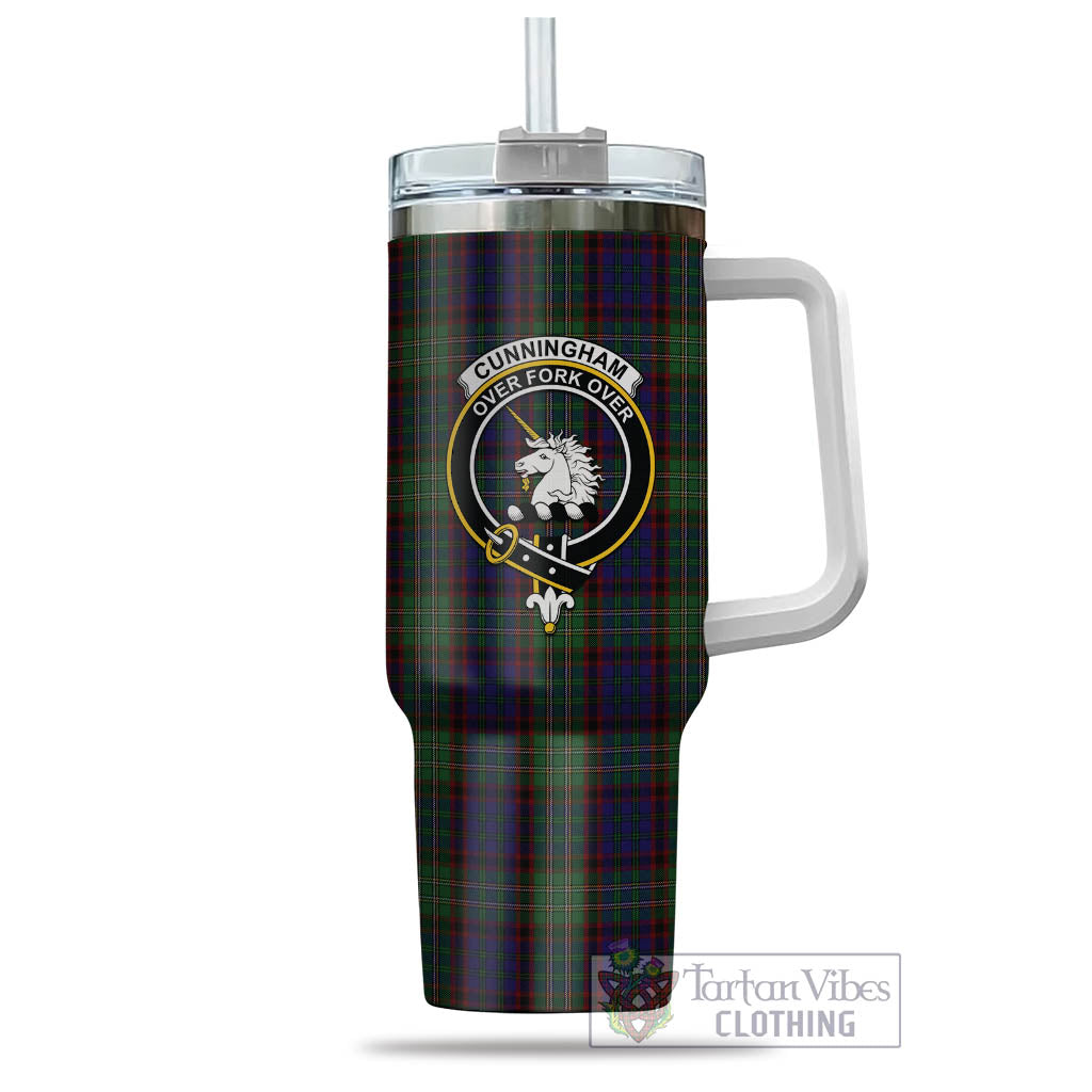 Tartan Vibes Clothing Cunningham Hunting Tartan and Family Crest Tumbler with Handle