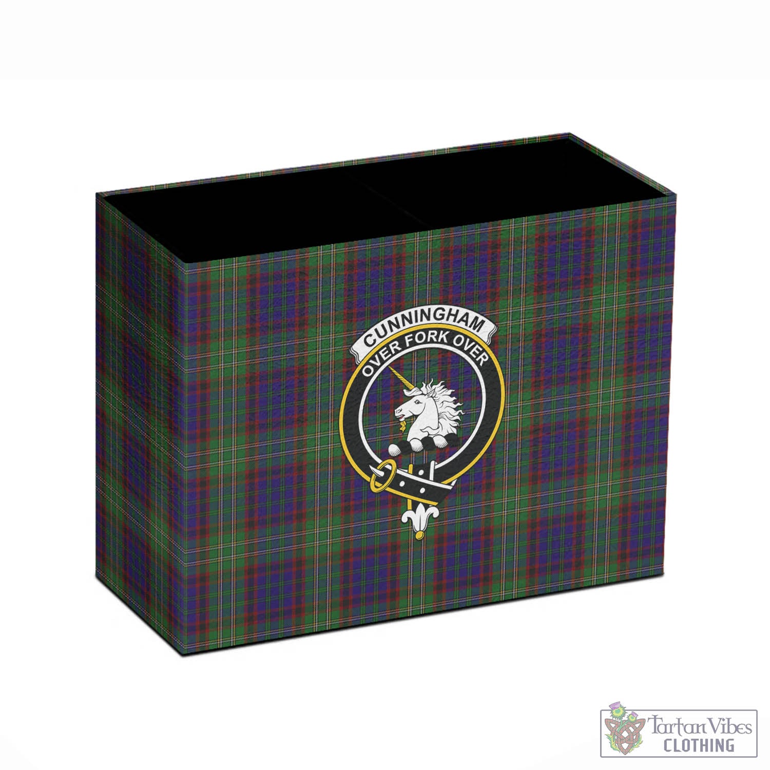 Tartan Vibes Clothing Cunningham Hunting Tartan Pen Holder with Family Crest