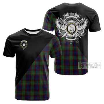 Cunningham Hunting Tartan Cotton T-shirt with Family Crest and Military Logo Style