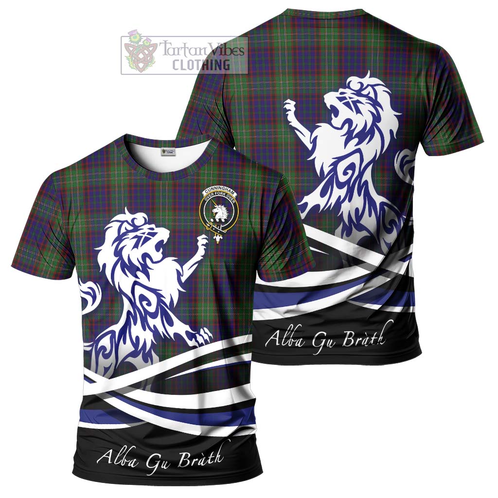 Tartan Vibes Clothing Cunningham Hunting Tartan Cotton T-shirt with Alba Gu Brath Regal Lion Emblem