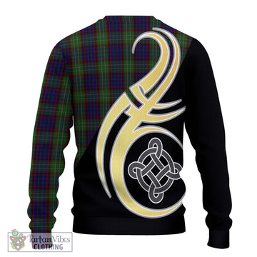 Cunningham Hunting Tartan Ugly Sweater with Family Crest and Celtic Symbol Style