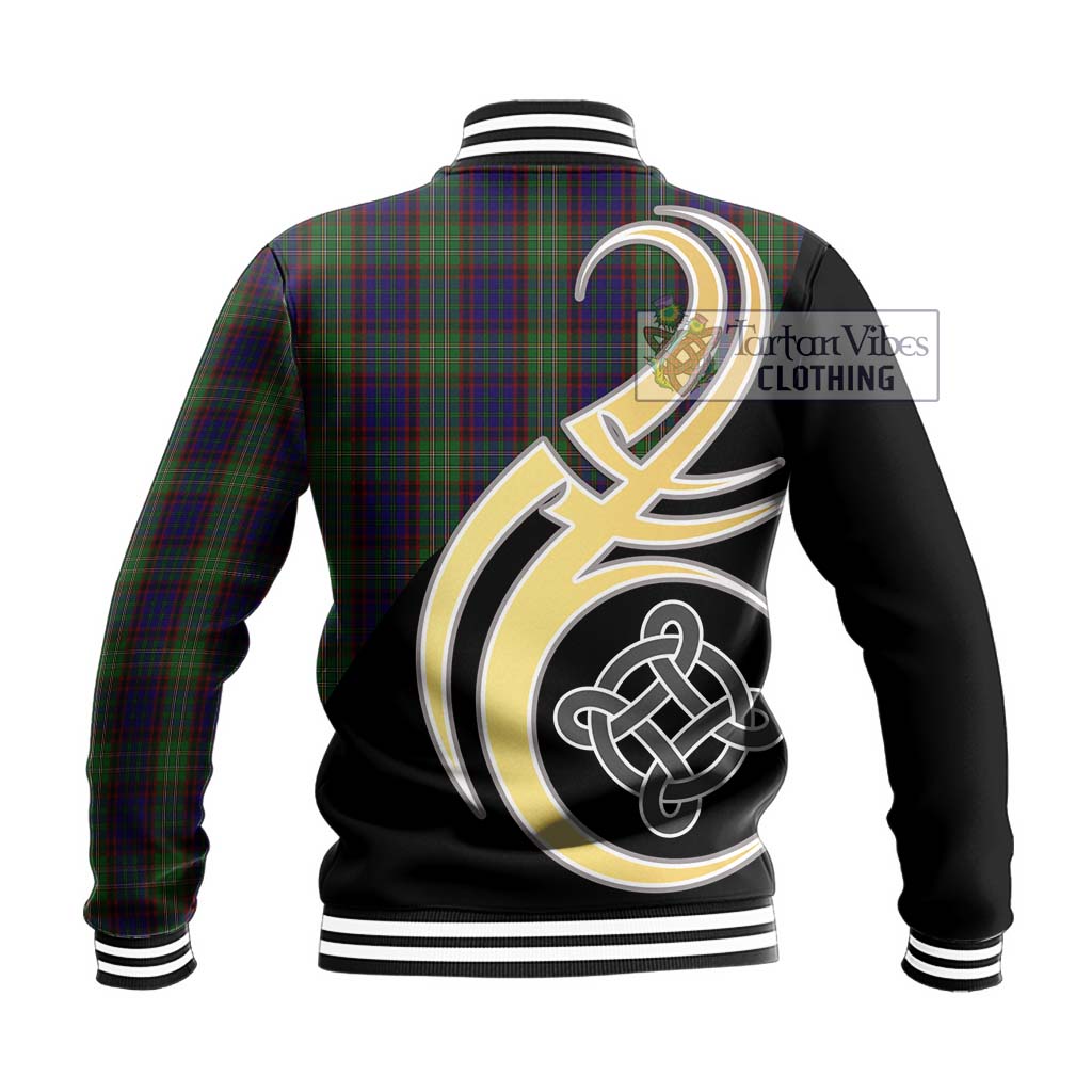 Cunningham Hunting Tartan Baseball Jacket with Family Crest and Celtic Symbol Style - Tartan Vibes Clothing