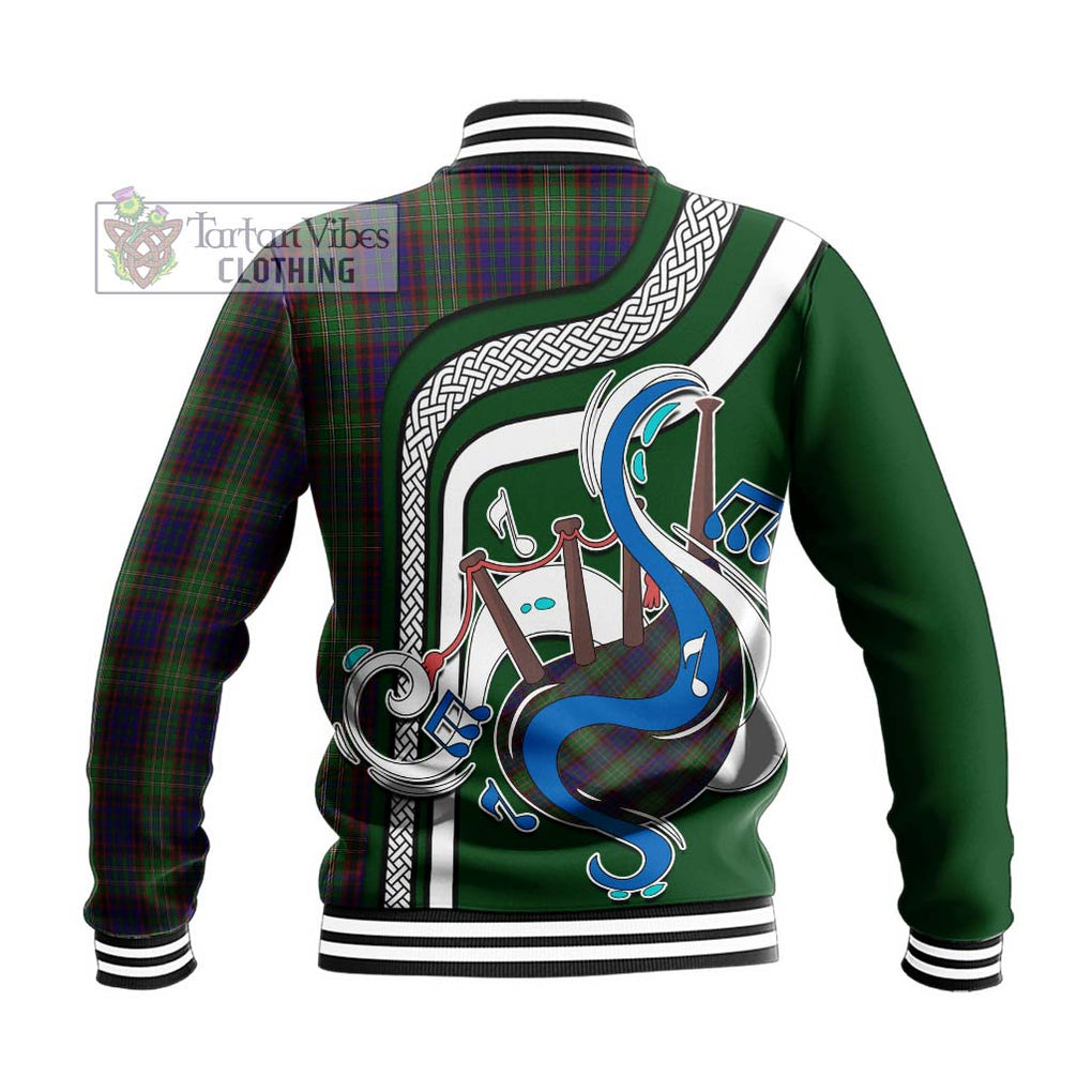 Tartan Vibes Clothing Cunningham Hunting Tartan Baseball Jacket with Epic Bagpipe Style