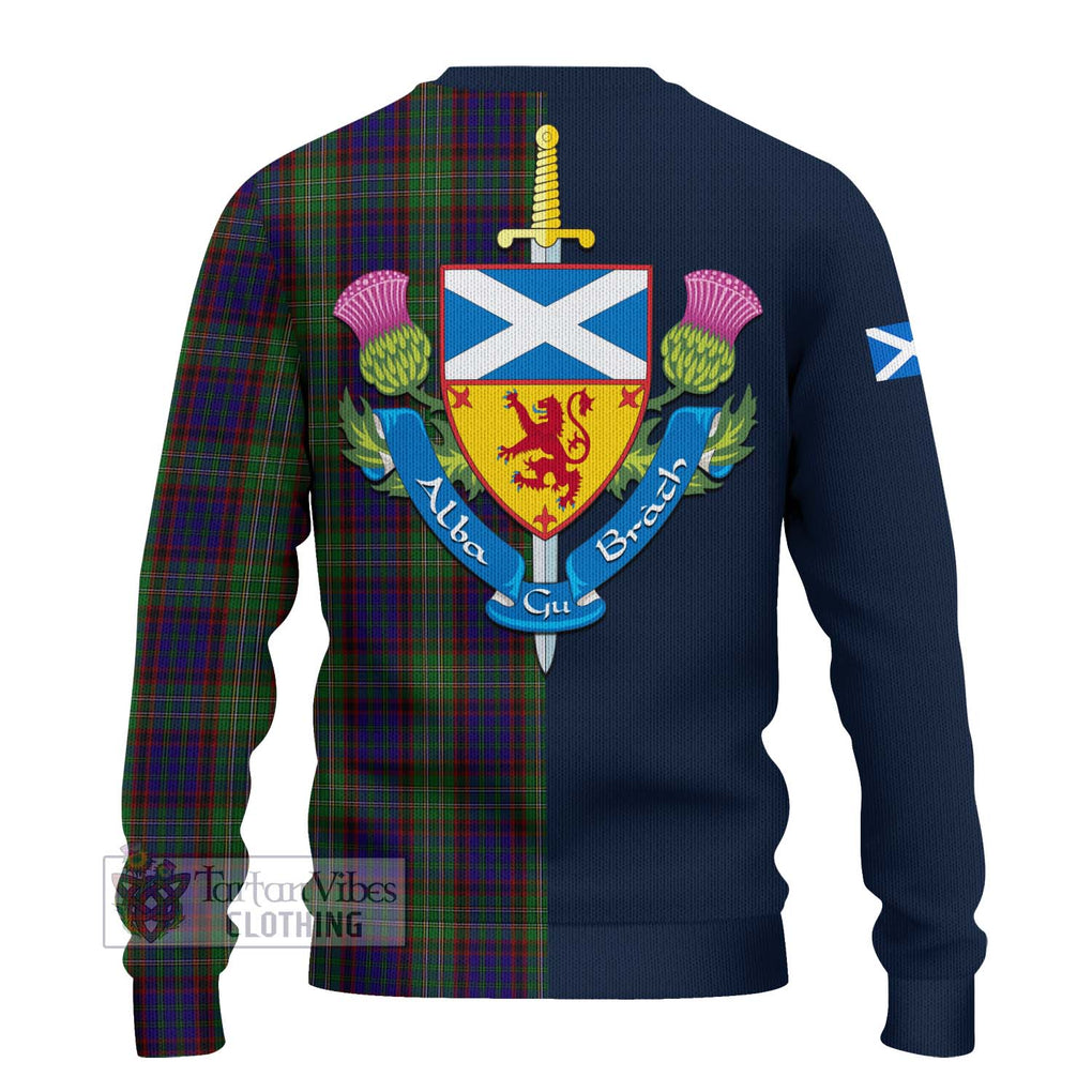 Tartan Vibes Clothing Cunningham Hunting Tartan Knitted Sweater with Scottish Lion Royal Arm Half Style