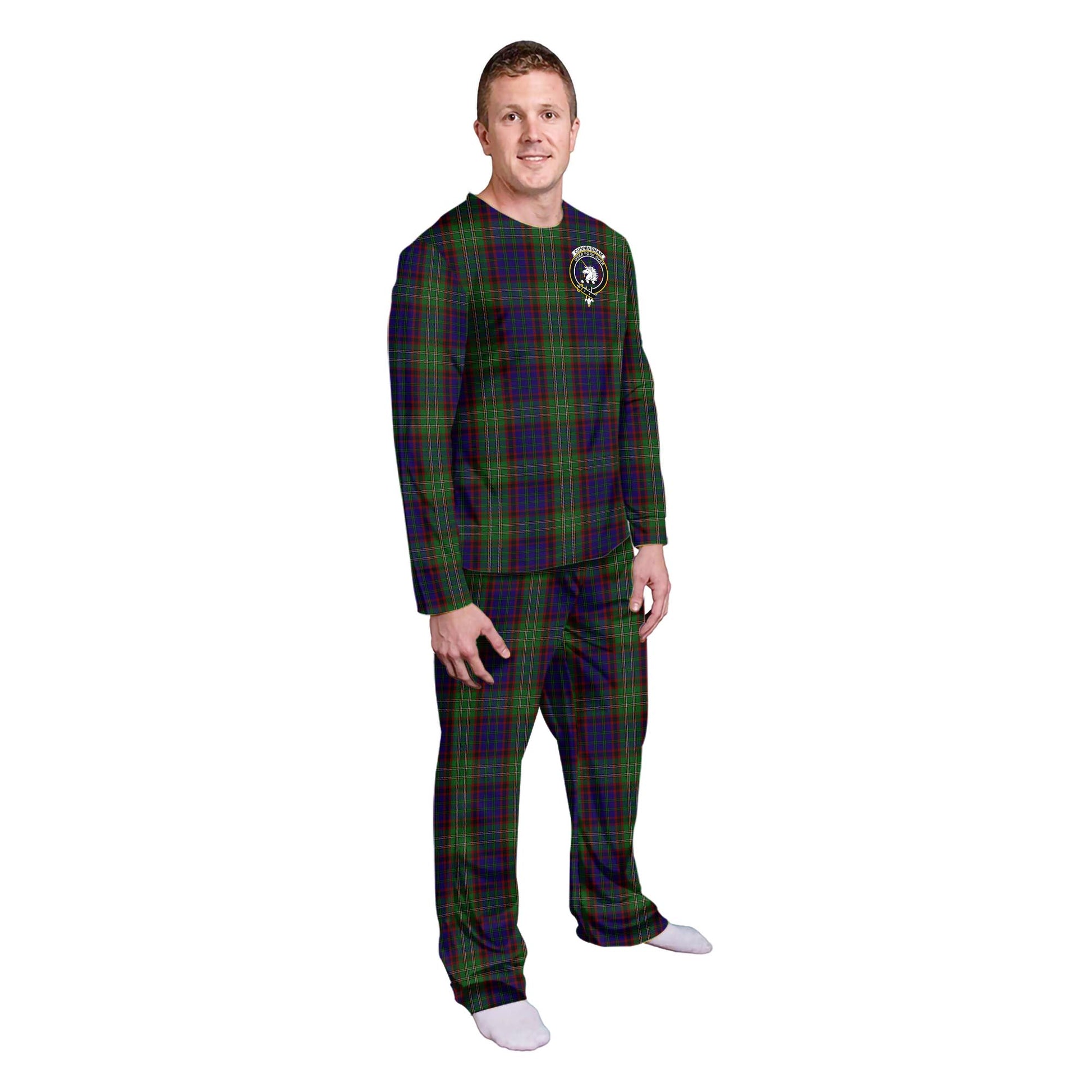 Cunningham Hunting Tartan Pajamas Family Set with Family Crest - Tartan Vibes Clothing