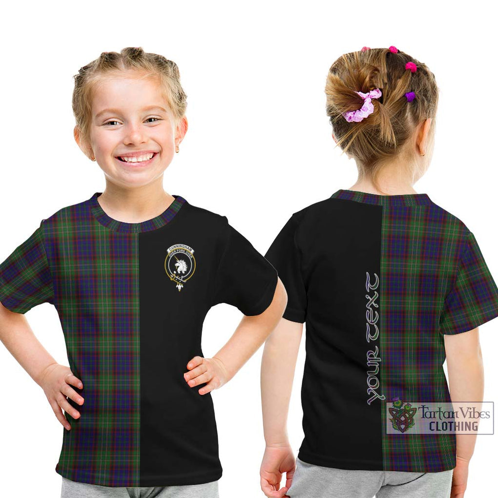 Cunningham Hunting Tartan Kid T-Shirt with Family Crest and Half Of Me Style - Tartanvibesclothing Shop