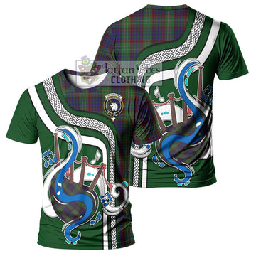 Cunningham Hunting Tartan T-Shirt with Epic Bagpipe Style