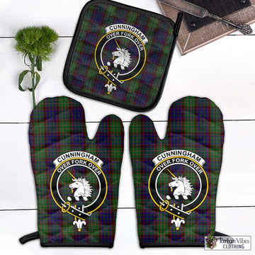 Cunningham Hunting Tartan Combo Oven Mitt & Pot-Holder with Family Crest