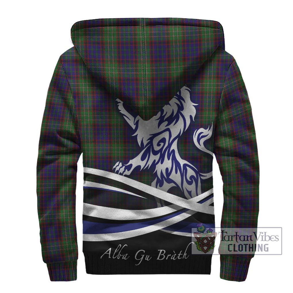 Cunningham Hunting Tartan Sherpa Hoodie with Alba Gu Brath Regal Lion Emblem - Tartanvibesclothing Shop