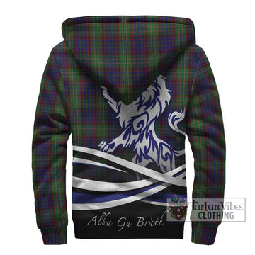 Cunningham Hunting Tartan Sherpa Hoodie with Alba Gu Brath Regal Lion Emblem