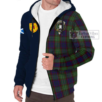 Cunningham Hunting Tartan Sherpa Hoodie Alba with Scottish Lion Royal Arm Half Style