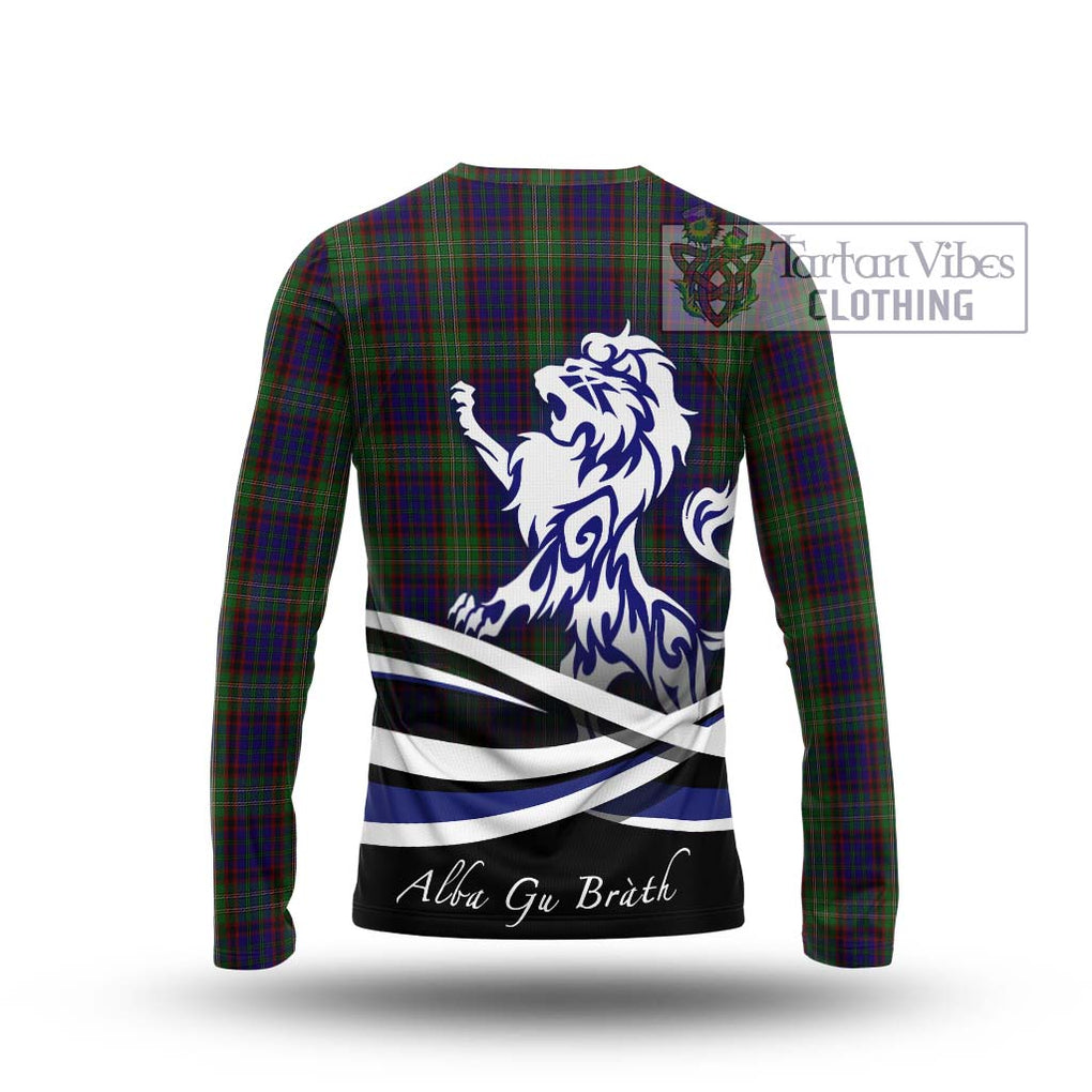 Cunningham Hunting Tartan Long Sleeve T-Shirt with Alba Gu Brath Regal Lion Emblem - Tartanvibesclothing Shop