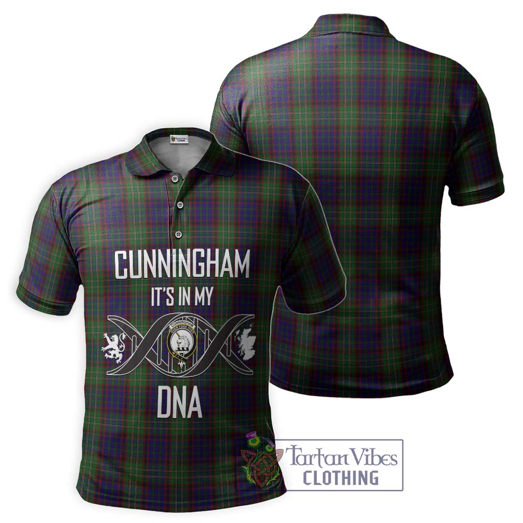 Tartan Vibes Clothing Cunningham Hunting Tartan Polo Shirt with Family Crest DNA In Me Style