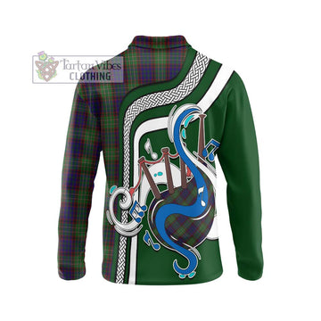 Cunningham Hunting Tartan Long Sleeve Polo Shirt with Epic Bagpipe Style