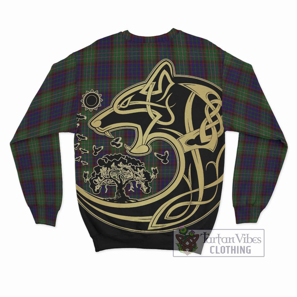 Cunningham Hunting Tartan Sweatshirt with Family Crest Celtic Wolf Style - Tartan Vibes Clothing