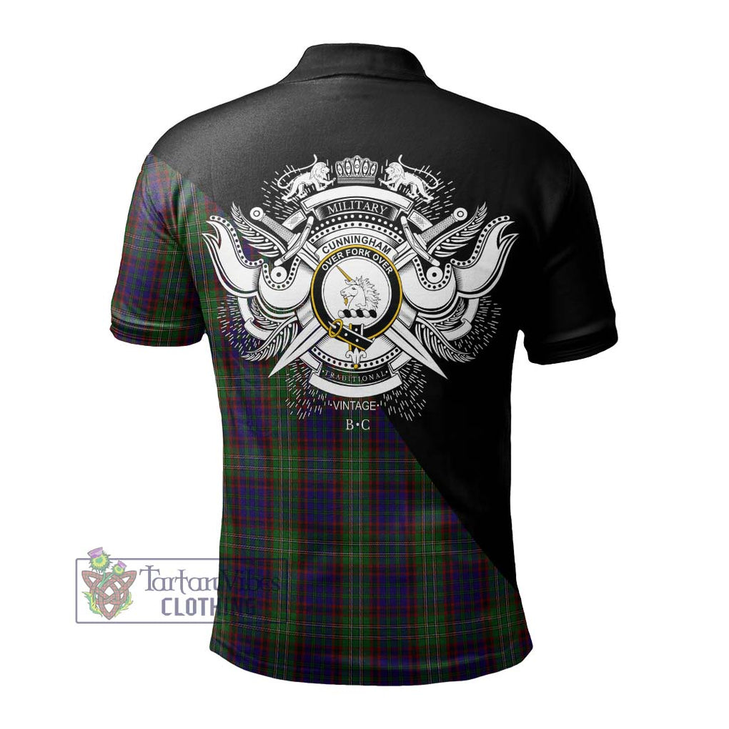 Cunningham Hunting Tartan Polo Shirt with Family Crest and Military Logo Style - Tartanvibesclothing Shop