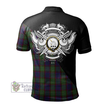 Cunningham Hunting Tartan Polo Shirt with Family Crest and Military Logo Style