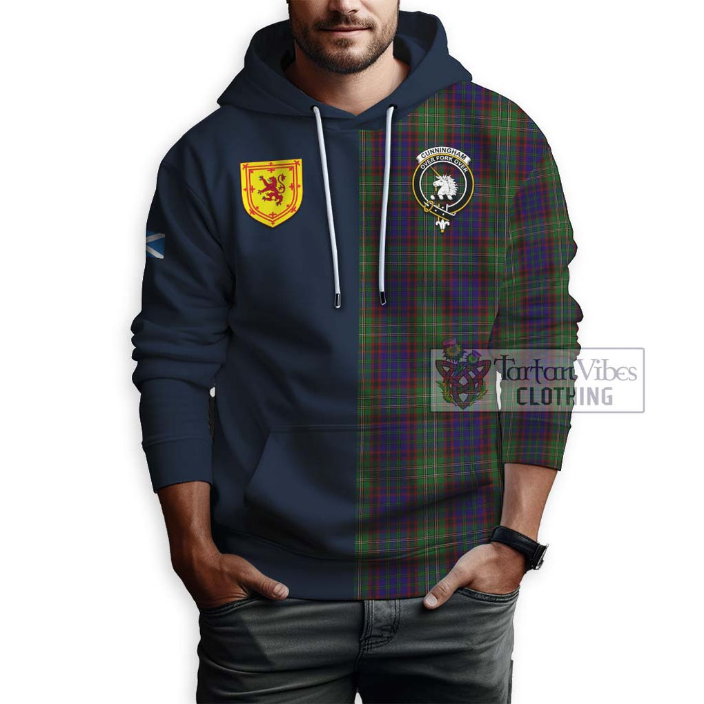 Tartan Vibes Clothing Cunningham Hunting Tartan Hoodie with Scottish Lion Royal Arm Half Style