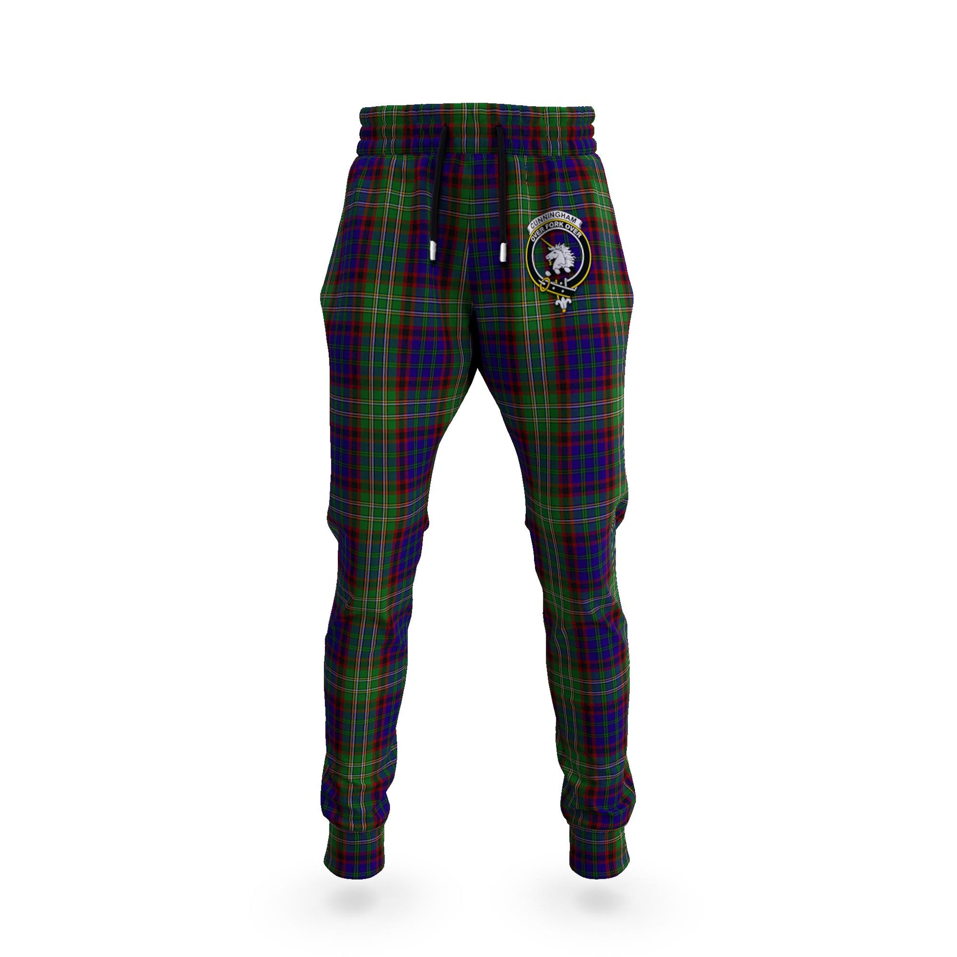 Cunningham Hunting Tartan Joggers Pants with Family Crest 5XL - Tartan Vibes Clothing