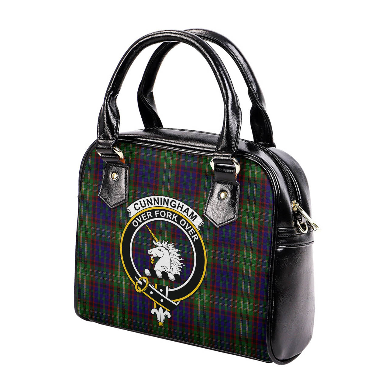 Cunningham Hunting Tartan Shoulder Handbags with Family Crest - Tartanvibesclothing