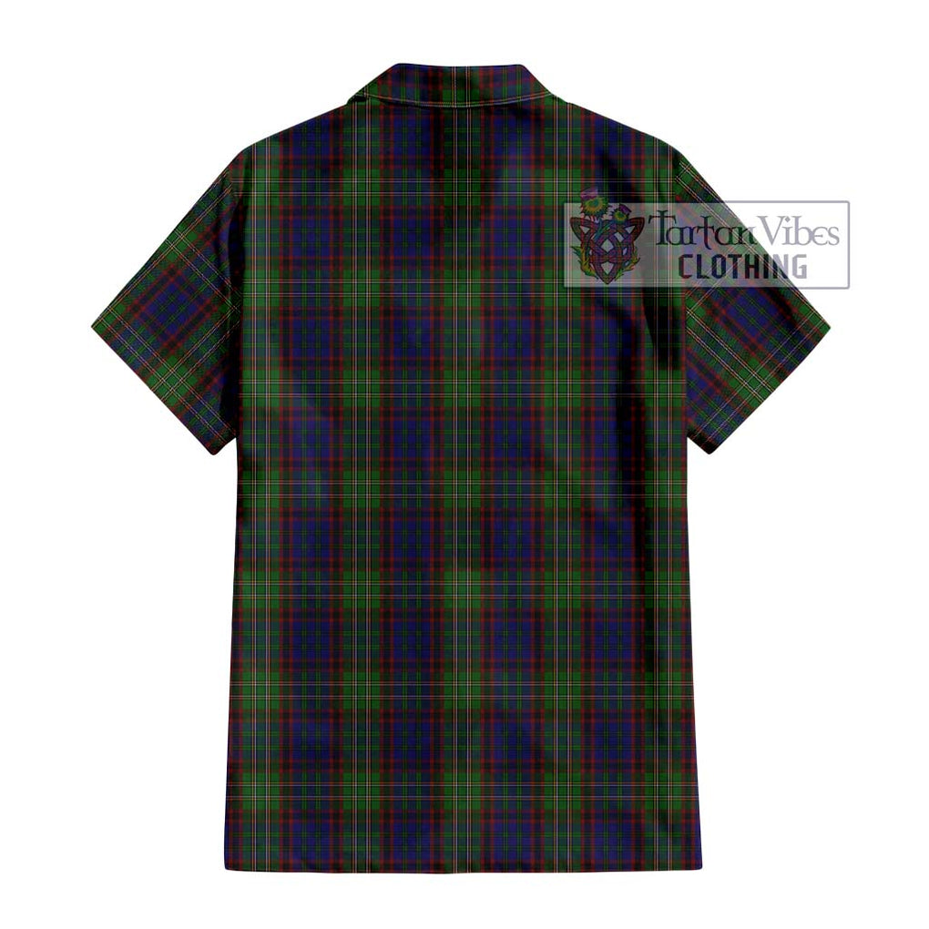 Cunningham Hunting Tartan Short Sleeve Button Shirt with Family Crest DNA In Me Style - Tartanvibesclothing Shop