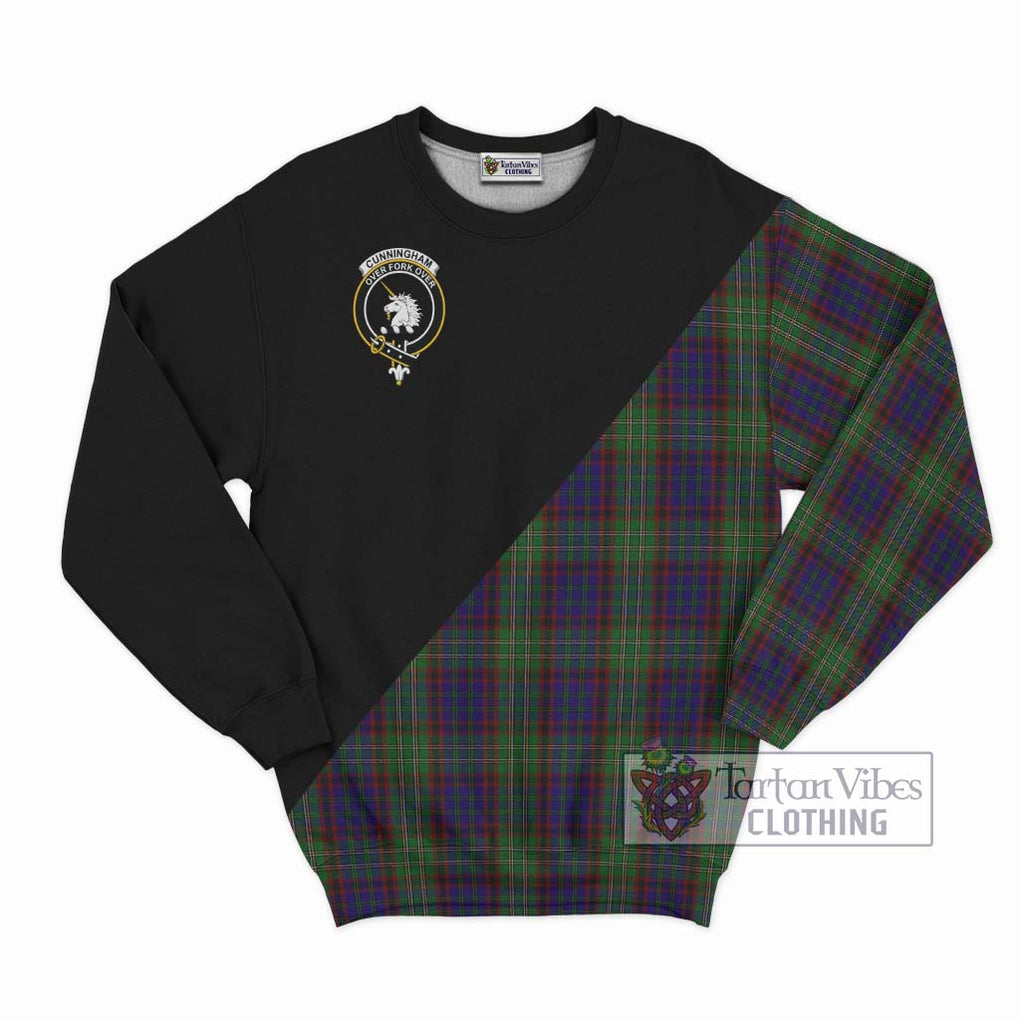 Cunningham Hunting Tartan Sweatshirt with Family Crest and Military Logo Style - Tartanvibesclothing Shop