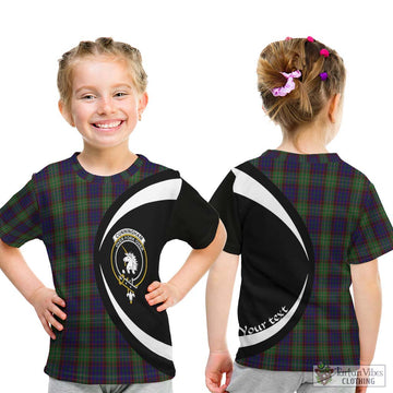 Cunningham Hunting Tartan Kid T-Shirt with Family Crest Circle Style