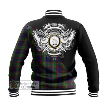 Cunningham Hunting Tartan Baseball Jacket with Family Crest and Military Logo Style