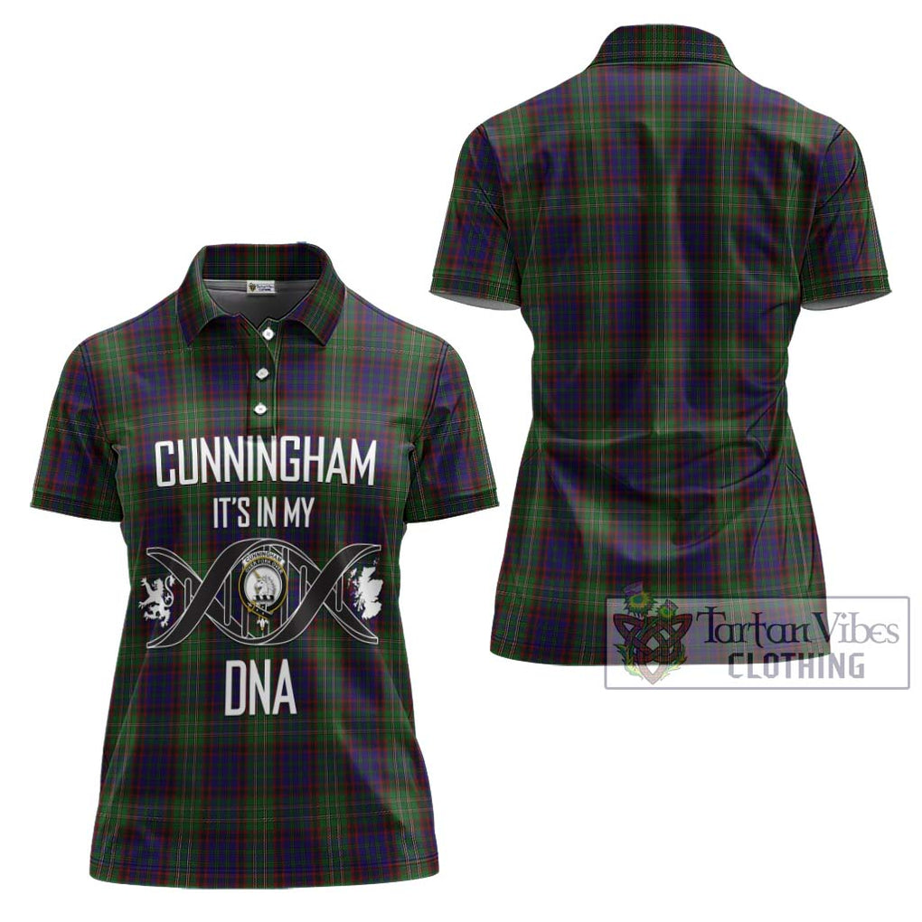 Cunningham Hunting Tartan Women's Polo Shirt with Family Crest DNA In Me Style - Tartanvibesclothing Shop