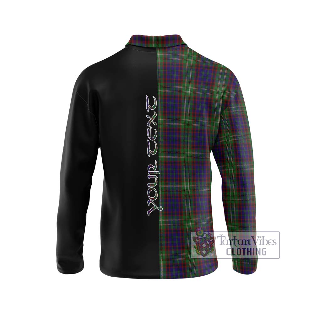 Cunningham Hunting Tartan Long Sleeve Polo Shirt with Family Crest and Half Of Me Style - Tartanvibesclothing Shop