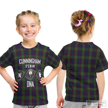 Cunningham Hunting Tartan Kid T-Shirt with Family Crest DNA In Me Style